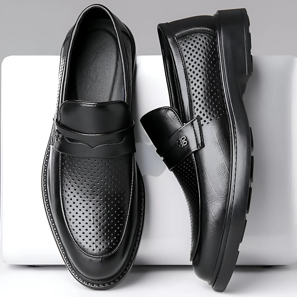 Leonardo Perforated Leather Loafers